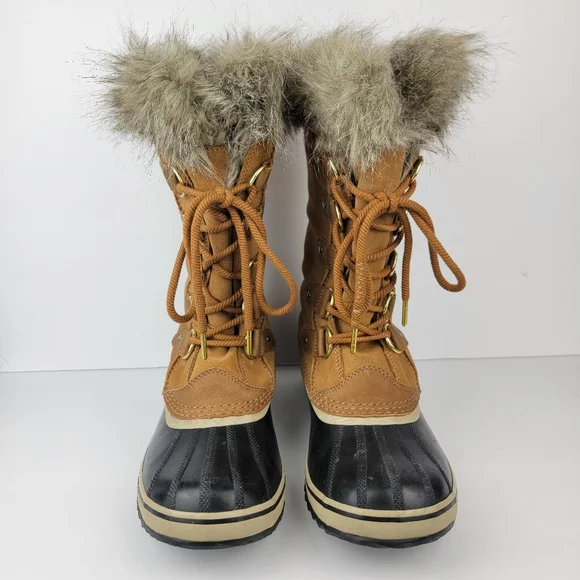 Sorel Boots Joan of Arctic Waterproof Winter Faux Fur Tall Insulated Tan Suede - Picture 2 of 14